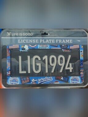 Life Is Good Patriotic Blue License Plate Frame